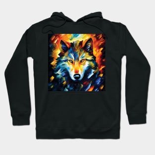 Wolf in Bright Colours. Bold Striking Painting Hoodie